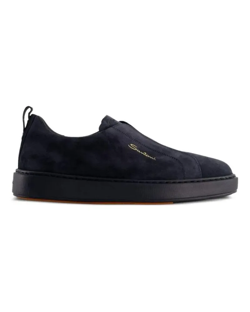 Santoni Low-Top Sneaker Round Toe Sneaker With Logo blau Blau
