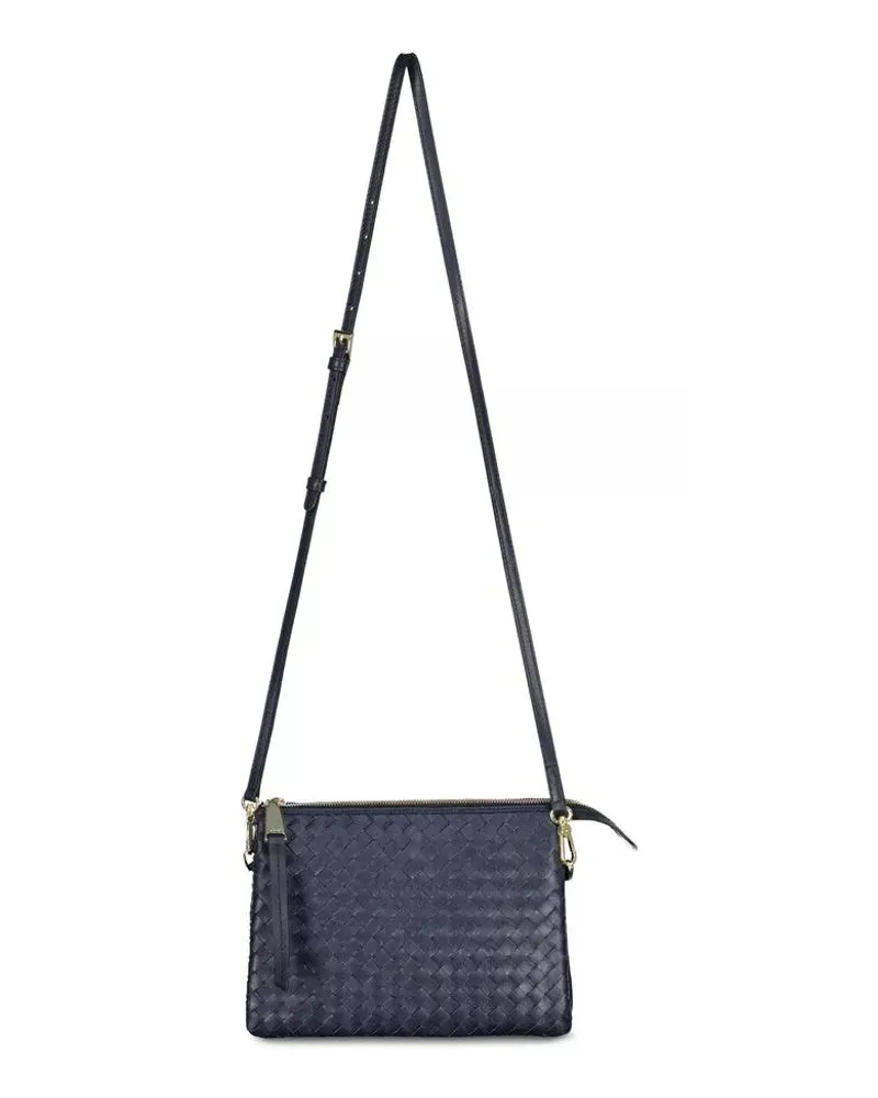 Abro Crossbody Bags Umhängetasche Threefold aus geflochtenem Leder Blau