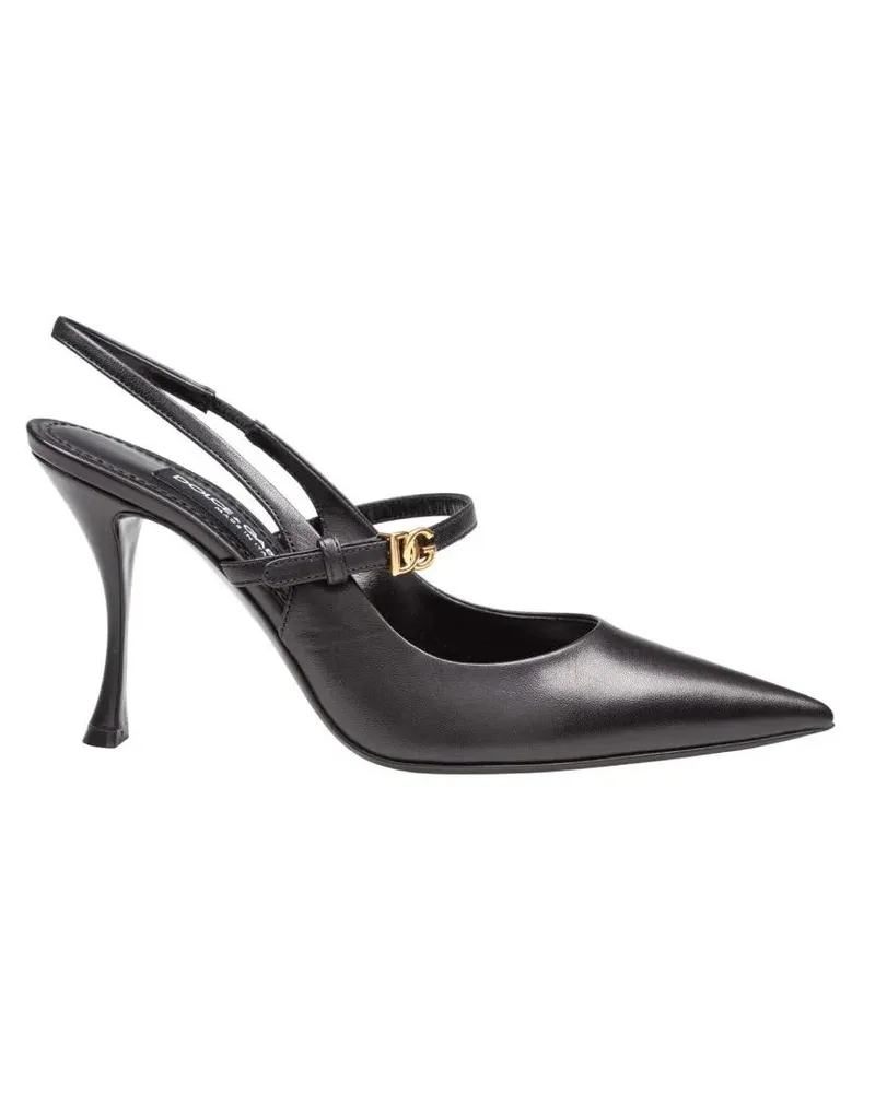 Dolce & Gabbana Hohe Schuhe Black Nappa Leather Slingbacks schwarz Schwarz