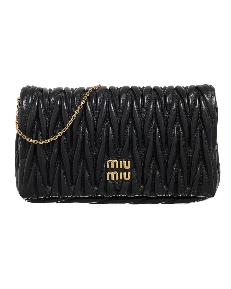 Miu Miu Crossbody Bags Logo Matelasse Crossbody Bag schwarz Schwarz