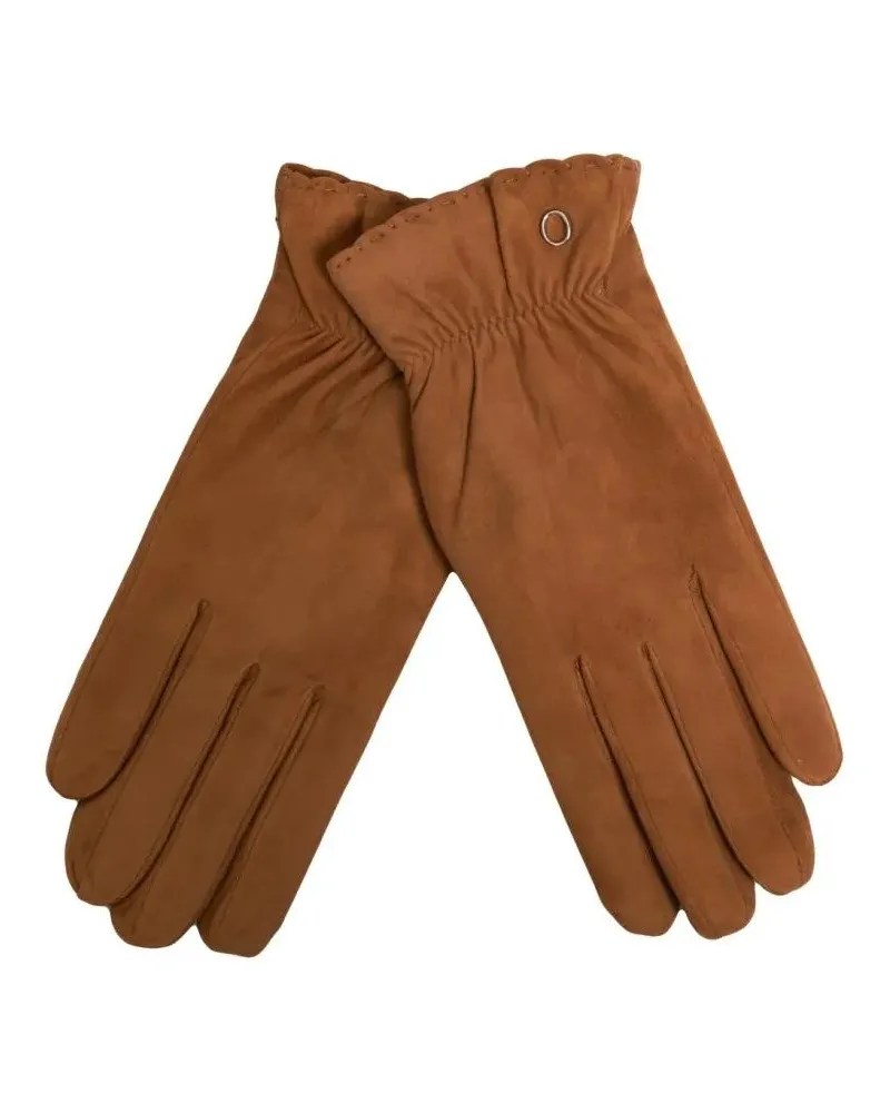 Orciani Handschuhe Refined Suede Gloves With Gathered Wrist Detail braun Braun