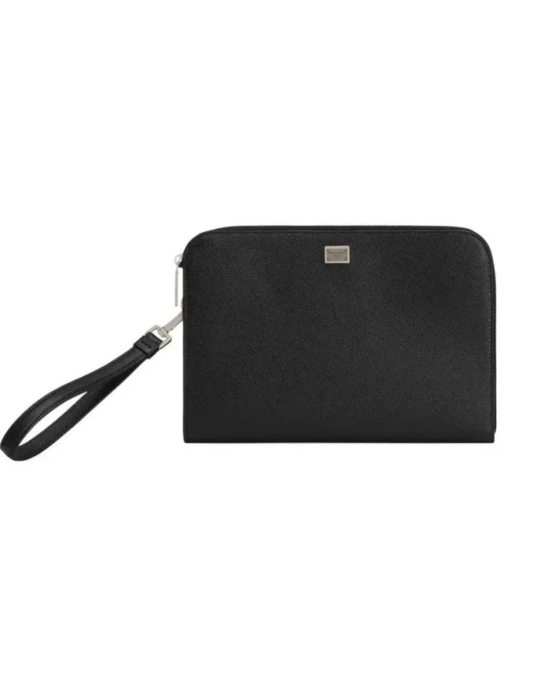 Dolce & Gabbana Crossbody Bags Leather Pouch With Detachable Strap And Logo Plaqu schwarz Schwarz