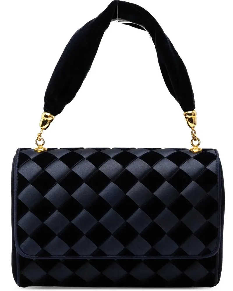Bottega Veneta Crossbody Bags Velvet and Satin Intrecciato Top Handle Bag blau Blau