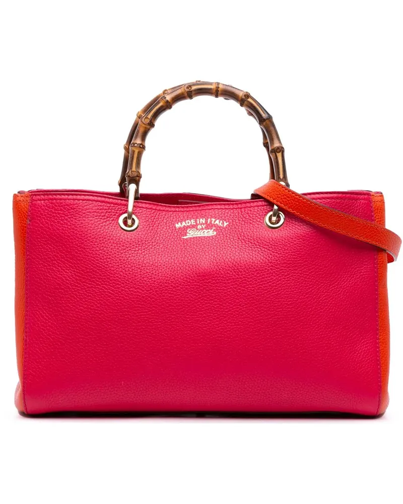 Gucci Hobo Bags Medium Bicolor Calfskin Bamboo Shopper Satchel rot Rot