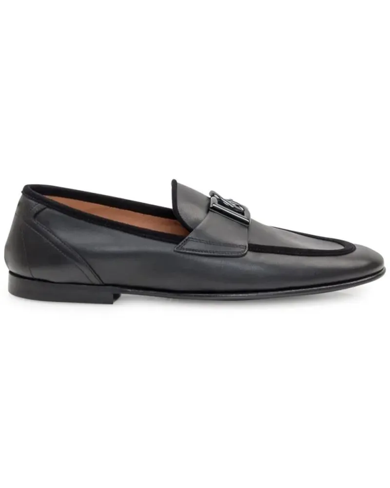 Dolce & Gabbana Loafer Black Moccasin With Logo Plaque schwarz Schwarz