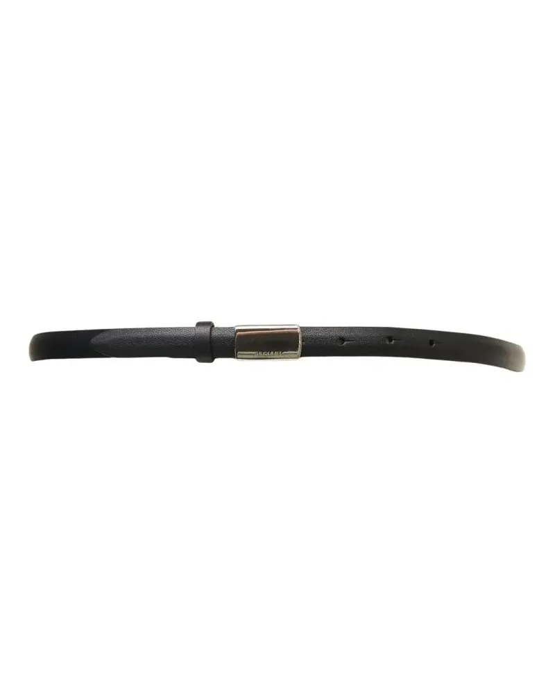 Orciani Gürtel Refined Black Leather Slim Belt With Rectangular B rot Rot