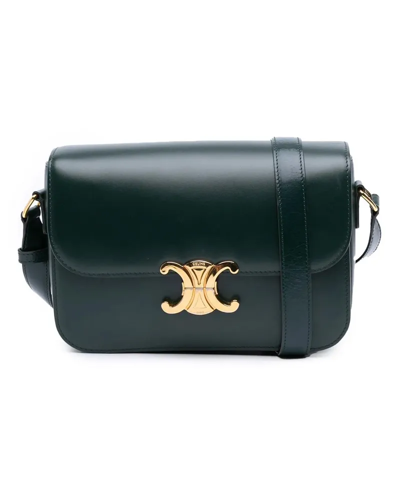 Celine Hobo Bags Classique Shiny Calfskin Triomphe Crossbody grün Grün