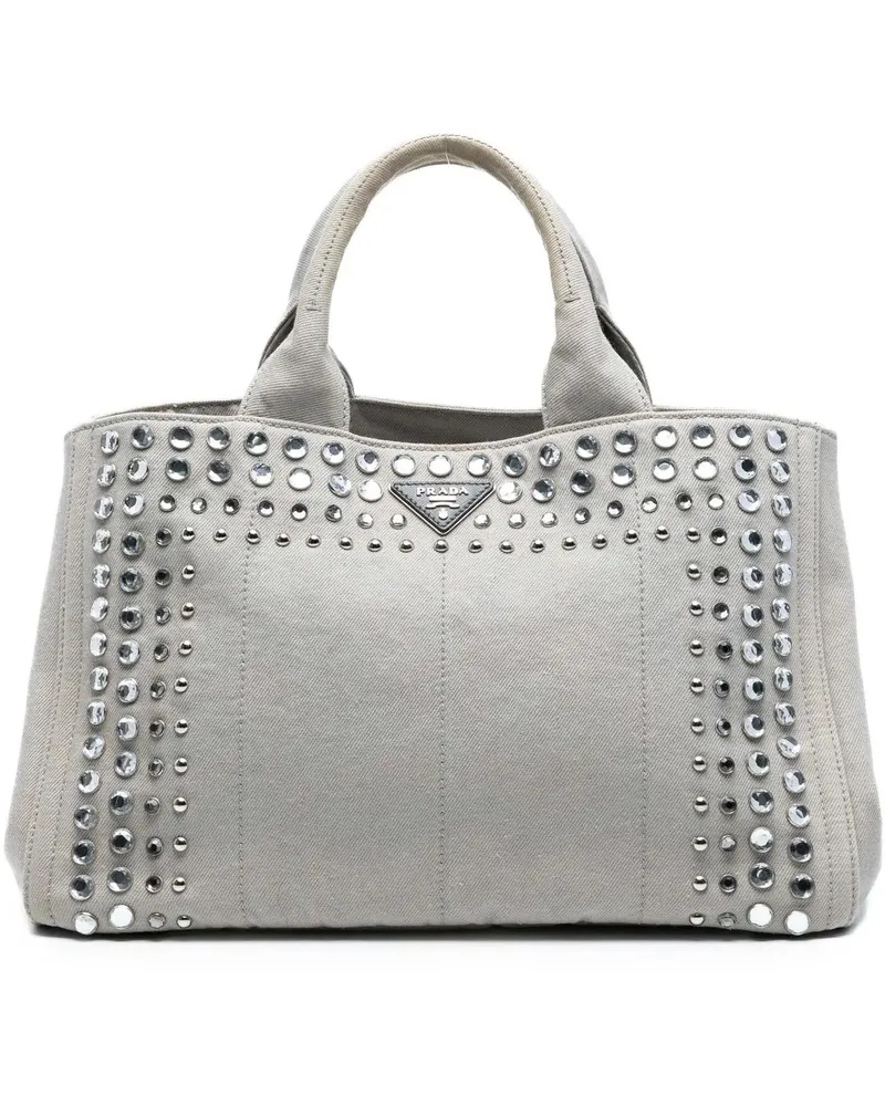 Prada Hobo Bags Canvas Canapa Bijoux Satchel grau Grau