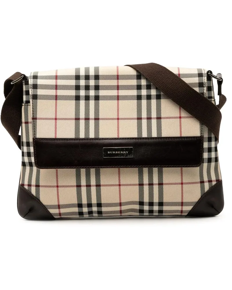 Burberry Hobo Bags House Check Canvas Flap Crossbody braun Braun