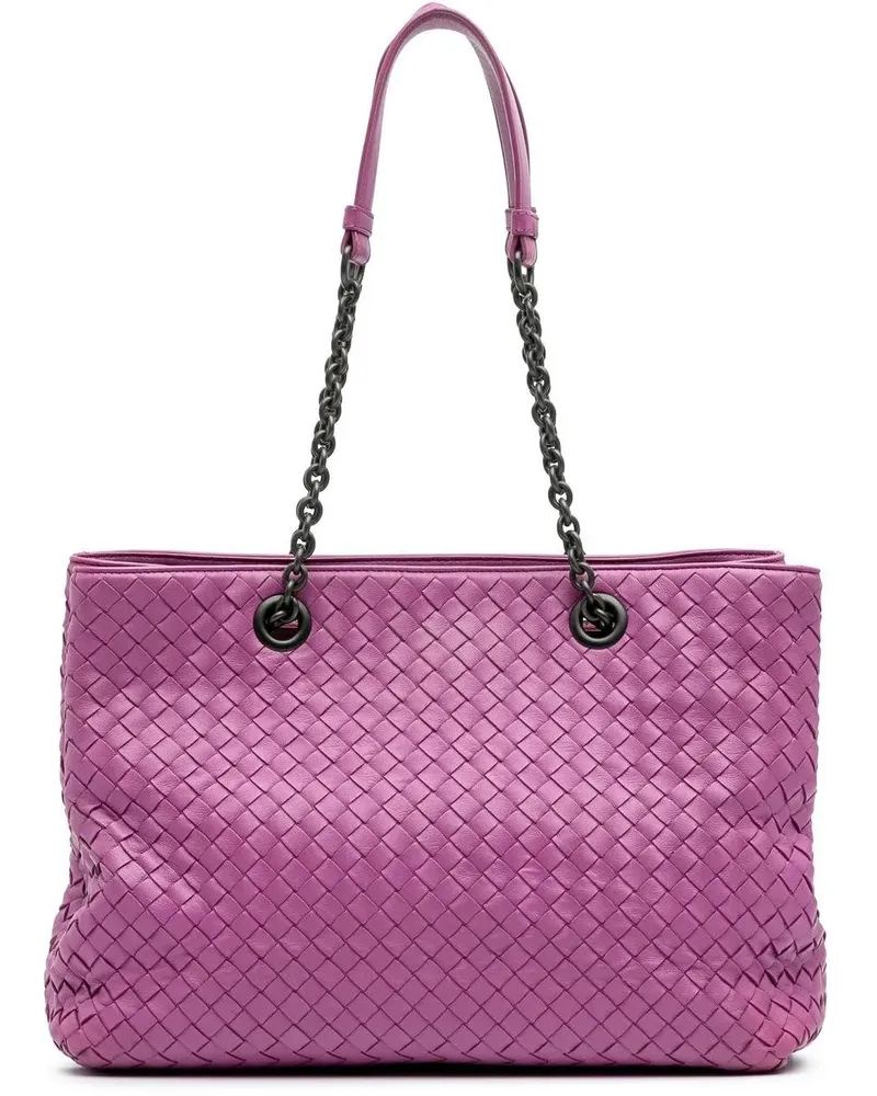 Bottega Veneta Shopper 2021-2024 Medium Nappa Intrecciato Double Chain To orange Orange