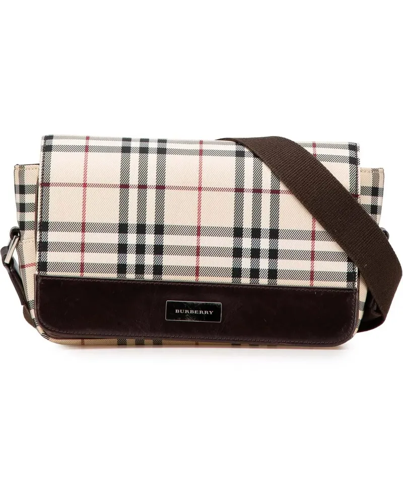 Burberry Hobo Bags House Check Canvas Flap Crossbody braun Braun