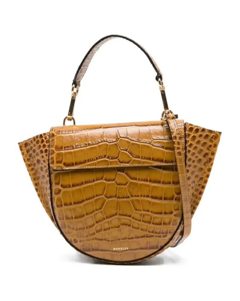 WANDLER Shopper & Totes Hortensia Mini Tote Bag In Crocodile-Embossed Calf braun Braun