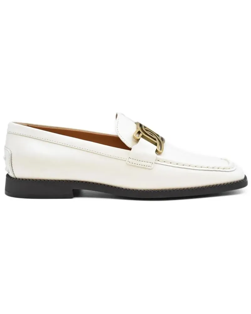 TOD'S Yogurt Pelle Leather Flat Shoes weiß Weiß