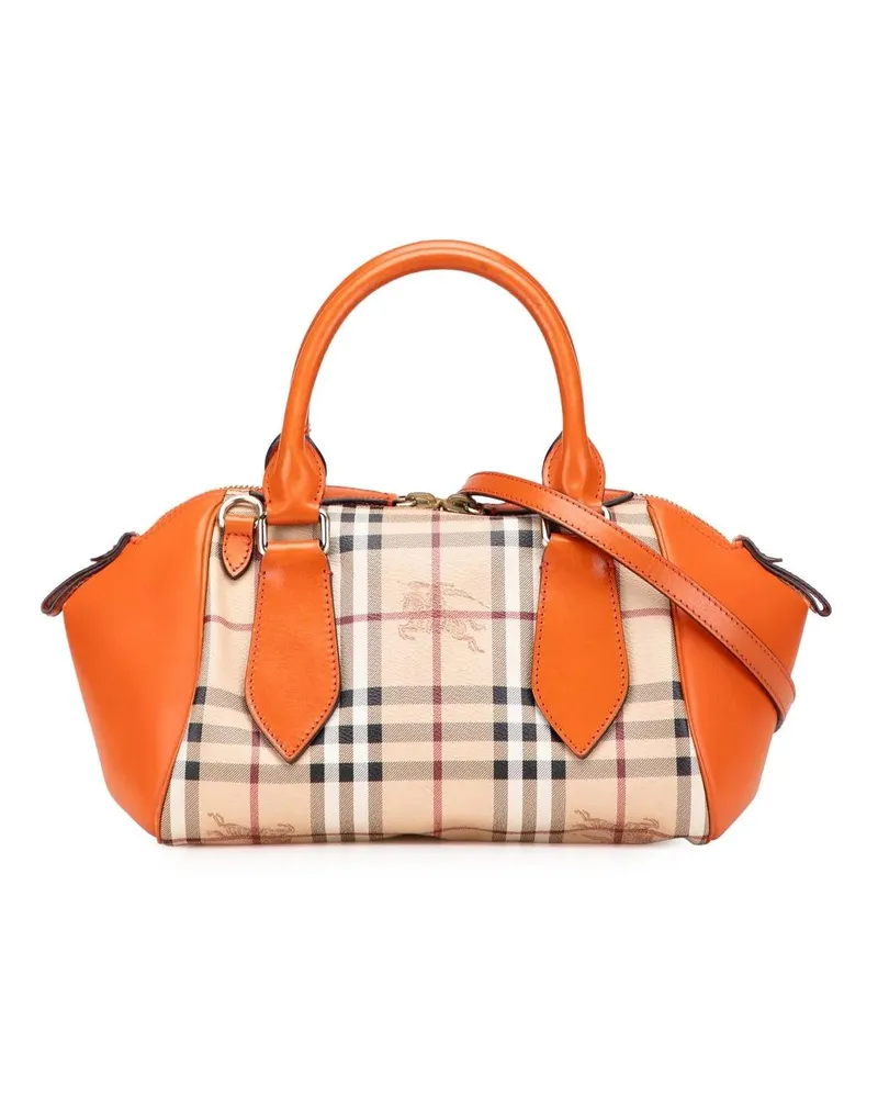 Burberry Hobo Bags Small Haymarket Check Coated Canvas Blaze Satchel braun Braun