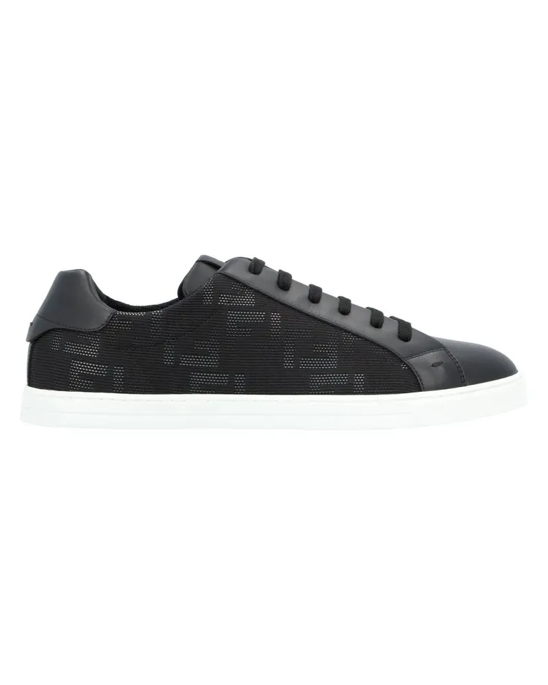Fendi Low-Top Sneaker Textured Black Fabric Sneakers With Leather Accent schwarz Schwarz