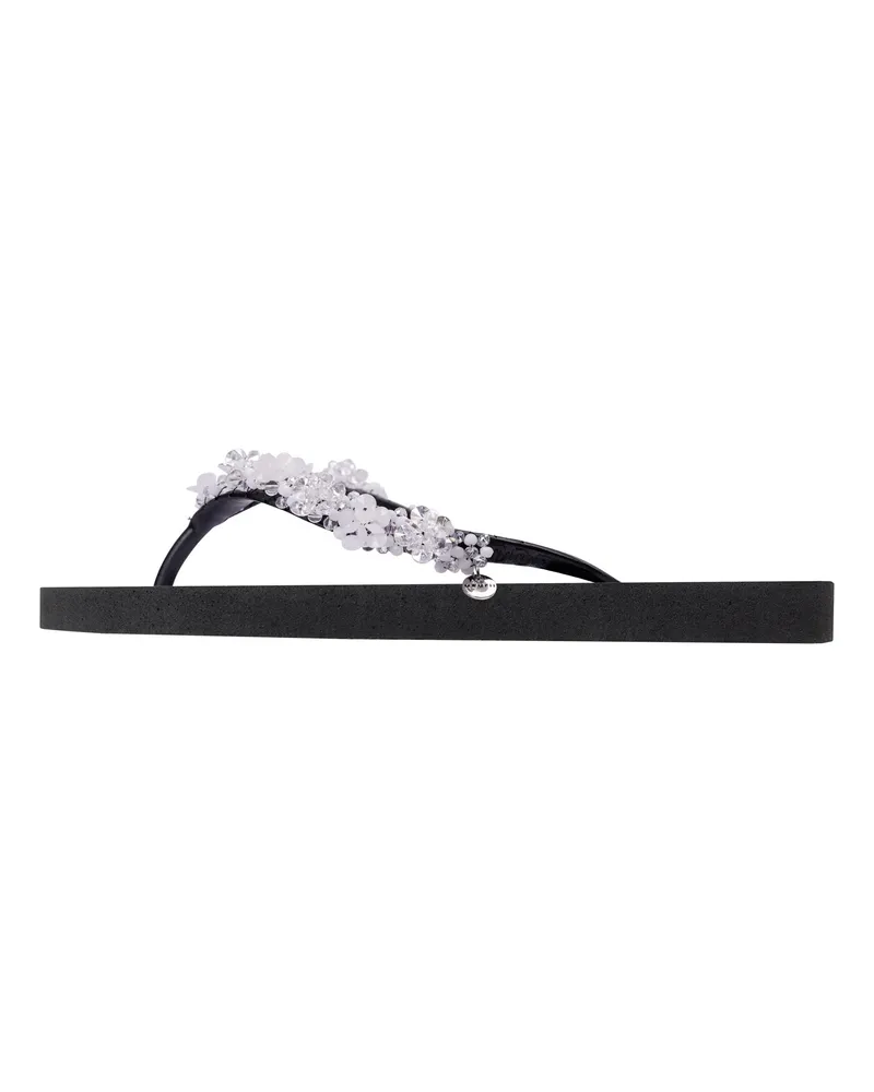 uzurii Slipper & Pantoletten Zehentrenner Precious Bloom White schwarz Schwarz