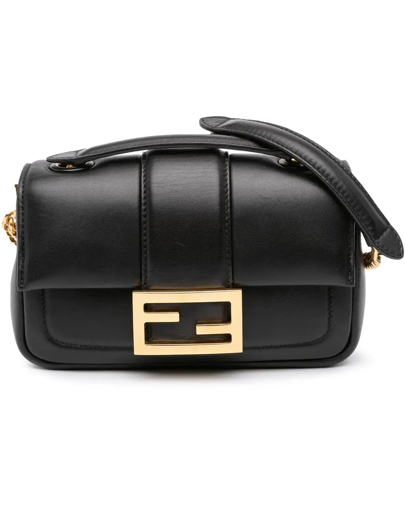 Fendi Hobo Bags Mini Nappa Apolo Chain Baguette Shoulder Bag schwarz Schwarz