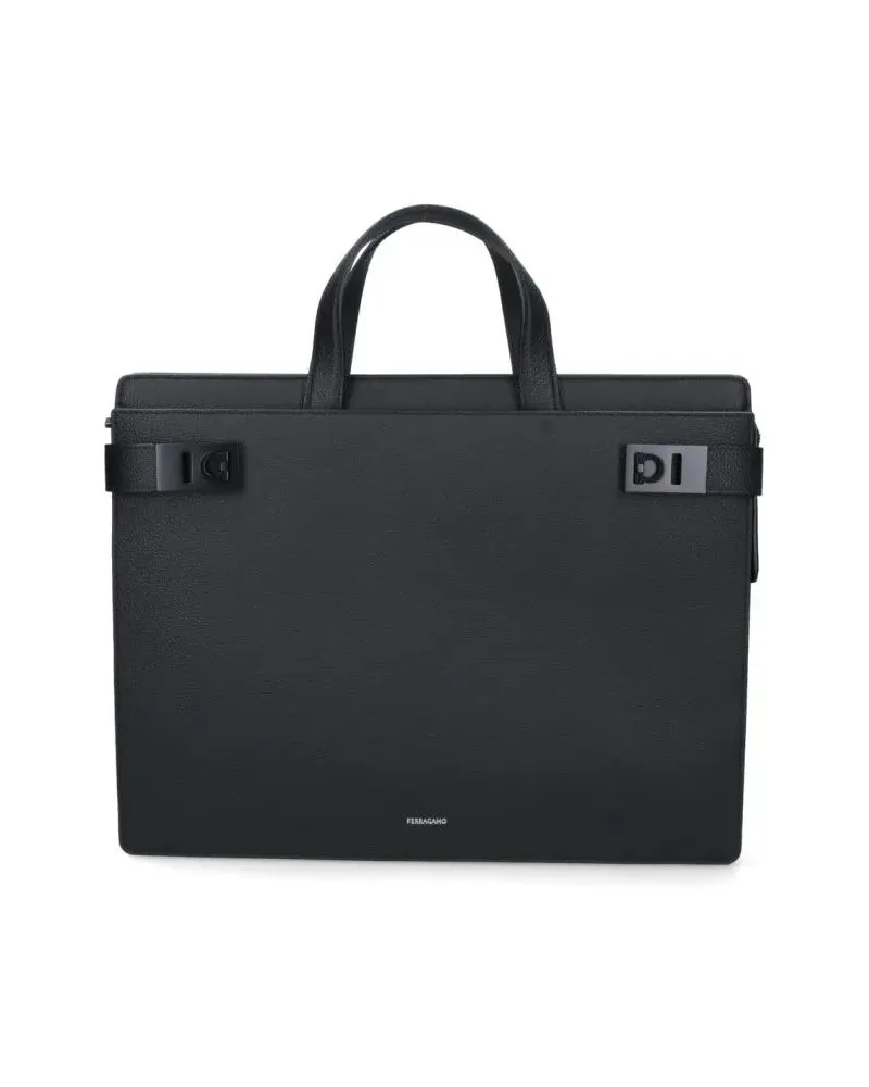 Ferragamo Laptoptaschen "Gancini S" Work Bag – Black schwarz Schwarz