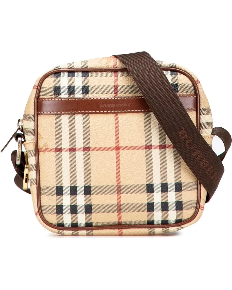 Burberry Hobo Bags Haymarket Check Canvas Crossbody braun Braun