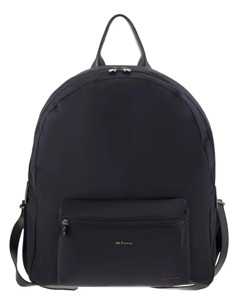 Kiton Rucksäcke Technical Fabric Backpack With Logo blau Blau