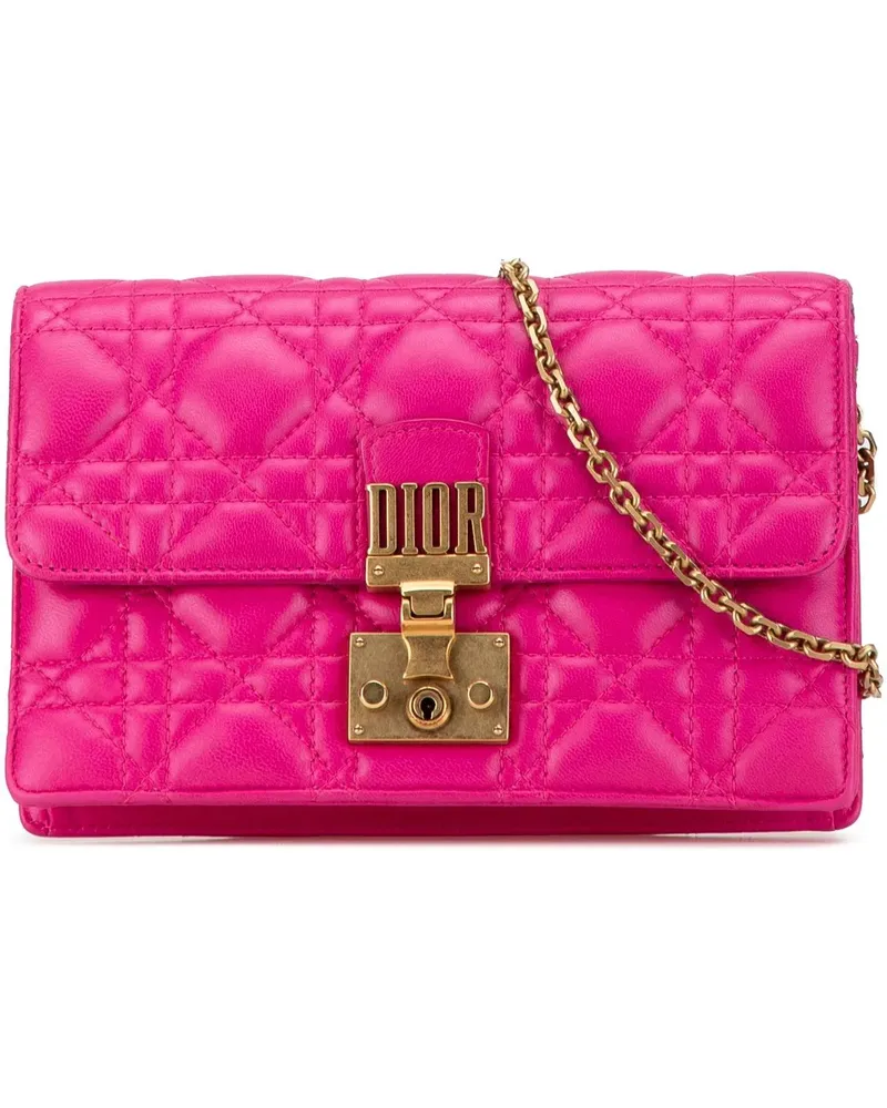 Dior Hobo Bags Lambskin Cannage DiorAddict Wallet on Chain rosa Gold