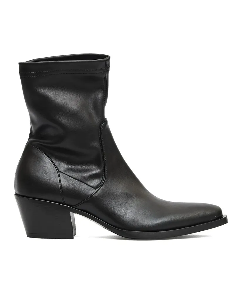 Strategia / JFK Stiefel Stretch Black Leather Ankle Boots With Pointed Toe schwarz Schwarz