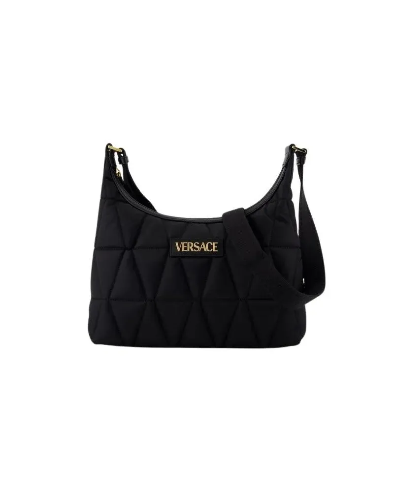 Versace Hobo Bags Hobo Shoulder Bag - Nylon - Black schwarz Schwarz
