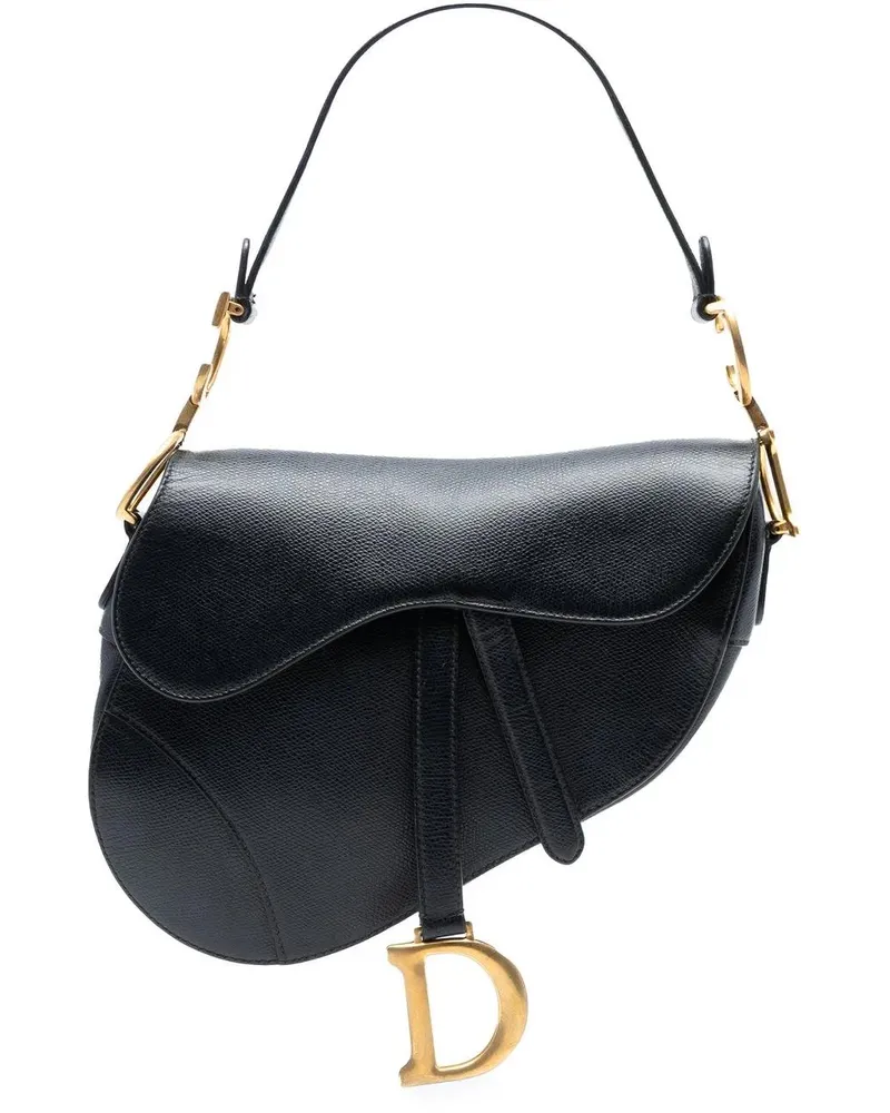 Dior Hobo Bags Grained Calfskin Saddle Bag schwarz Schwarz