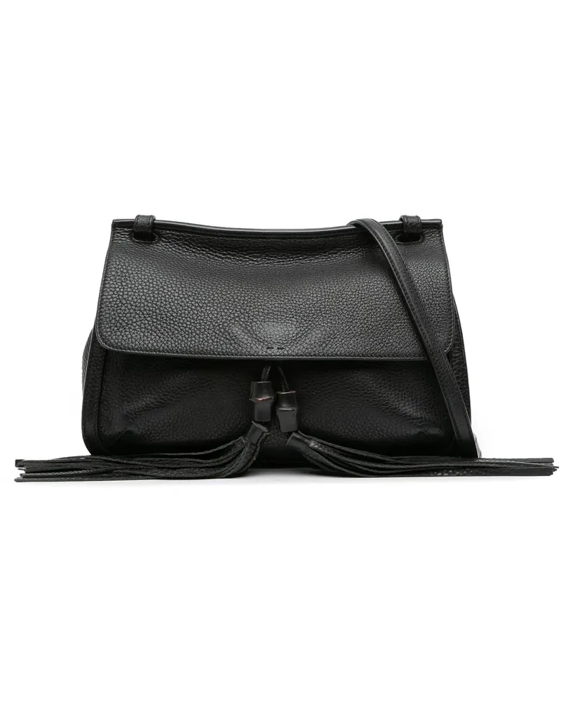 Gucci Hobo Bags Medium Leather Bamboo Daily Crossbody schwarz Schwarz