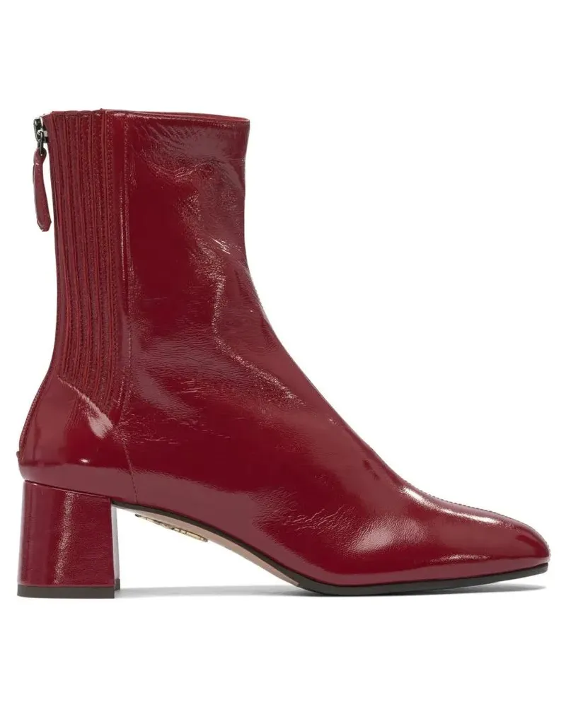 Aquazzura Stiefel Red Leather Ankle Boots rot Rot