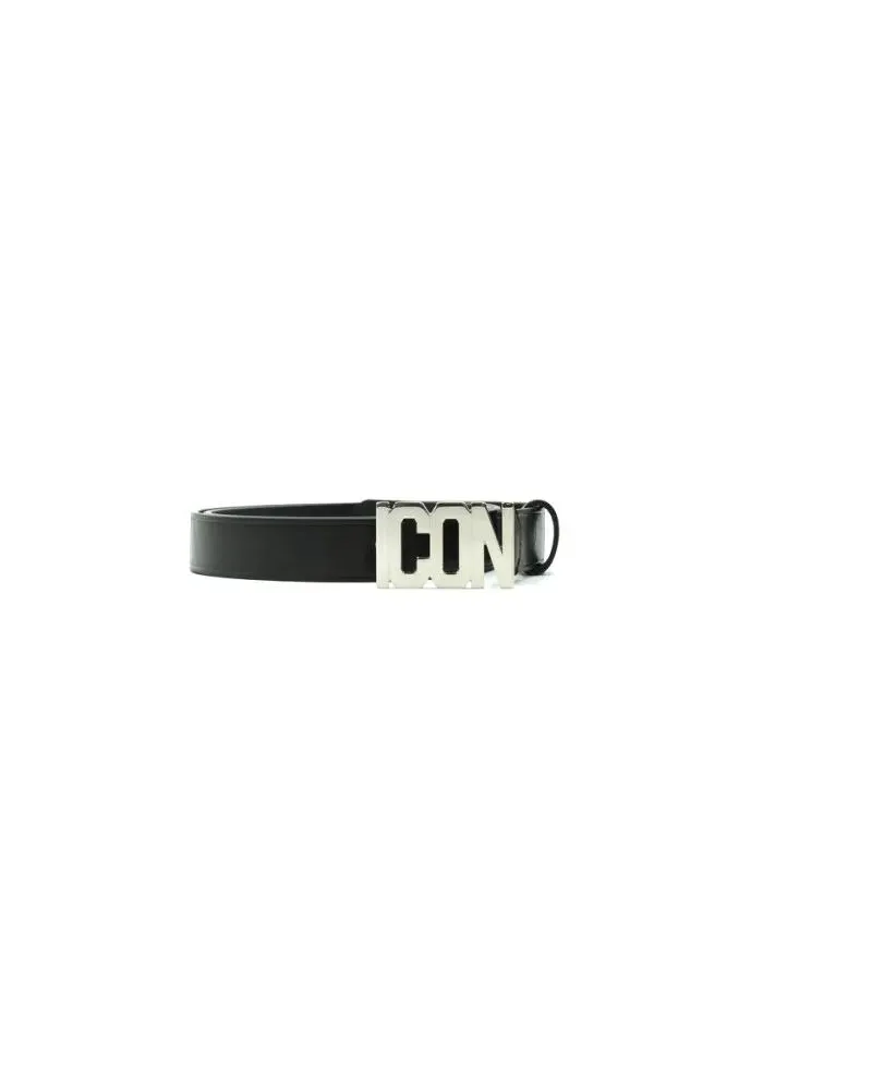 Dsquared2 Gürtel Black Leather Belt schwarz Schwarz
