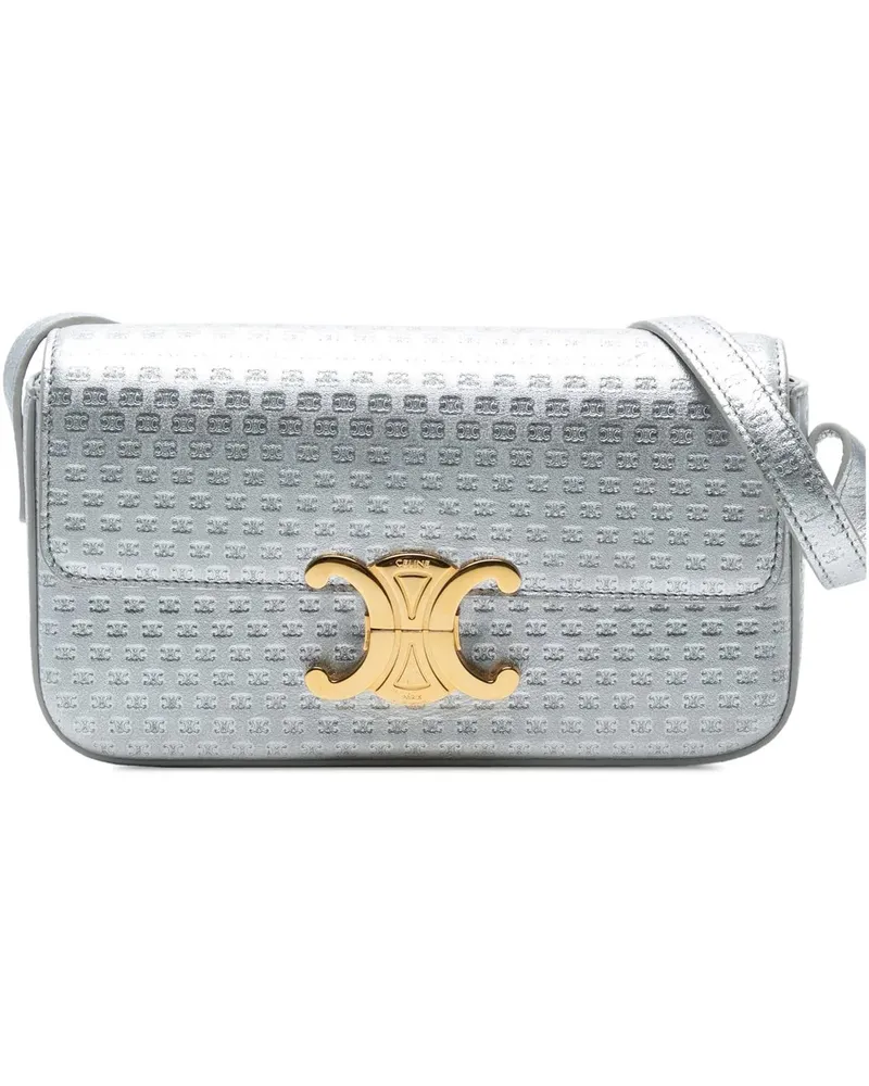 Celine Hobo Bags Triomphe All Over Laminated Calfskin Claude Should silberfarben Silber