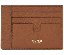 Portemonnaies Textured Brown Calf Leather Card Holder braun