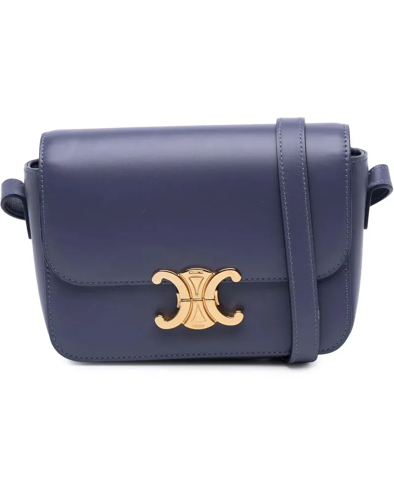 Celine Hobo Bags Teen Shiny Calfskin Triomphe Crossbody orange Orange