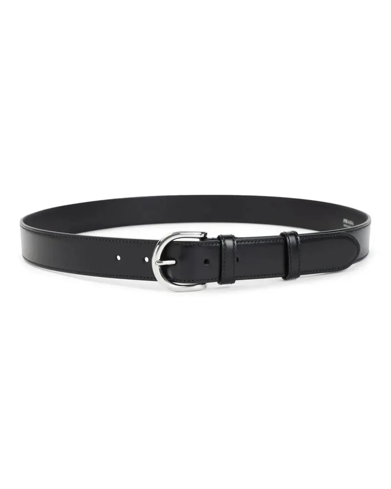 Prada Gürtel Polished Black Belt With Classic Buckle Design schwarz Schwarz