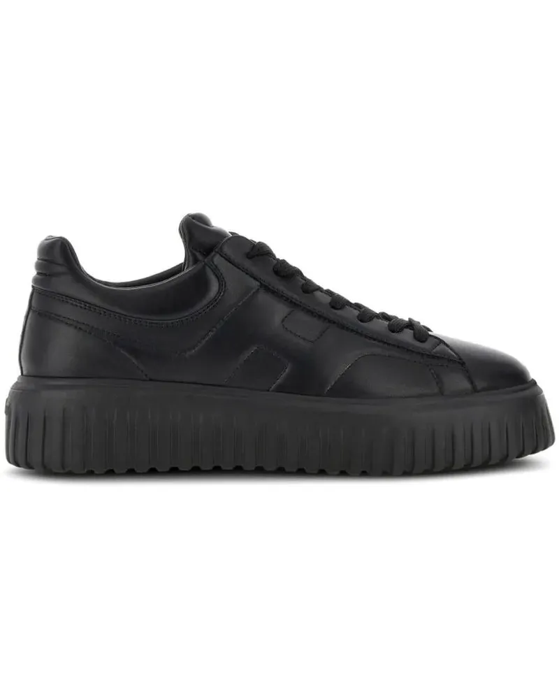 Hogan Low-Top Sneaker Black Leather Sneakers With Textured Sole schwarz Schwarz