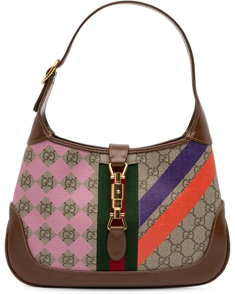 Gucci Hobo Bags Small GG Supreme Web Geometric Jackie 1961 Crossbo braun Braun