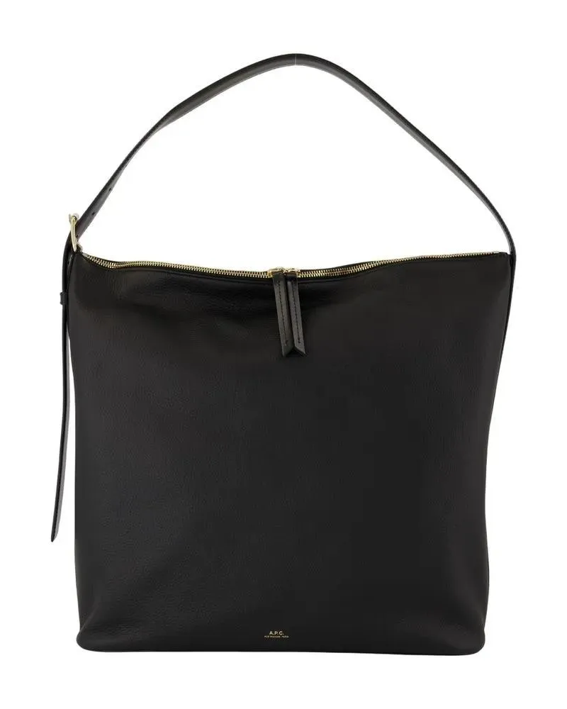 A.P.C. Hobo Bags Vera Maxi Shoulder Bag - Leather - Black schwarz Schwarz