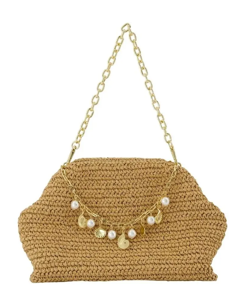 Self-Portrait Hobo Bags Charm Shoulder Bag - Raffia - Brown braun Braun