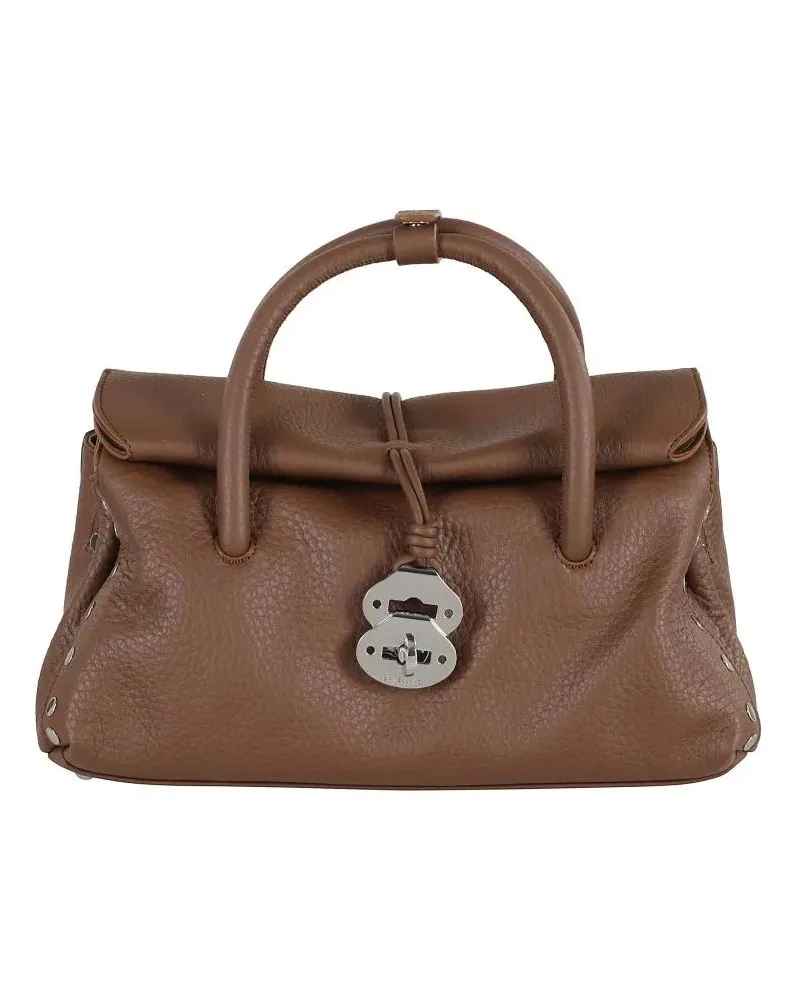 Zanellato Hobo Bags Dotta Centauro Small Grained Leather Handbag braun Braun