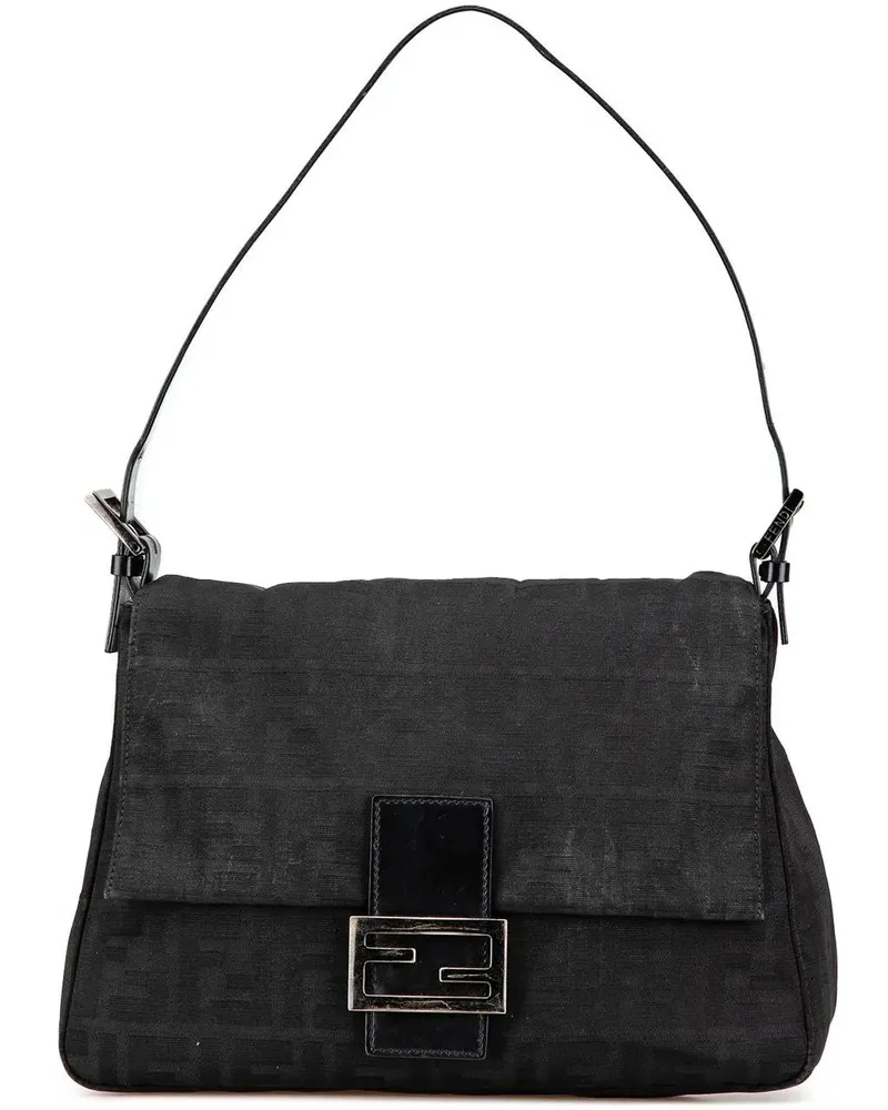 Fendi Hobo Bags Zucca Canvas Mamma Forever schwarz Schwarz