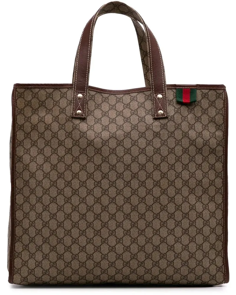 Gucci Shopper Large GG Supreme Web Loop Tote braun Braun