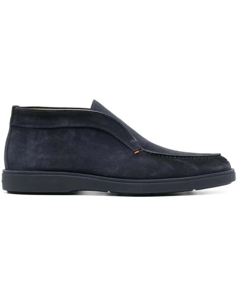 Santoni Loafer High Suede Leather Boots blau Blau