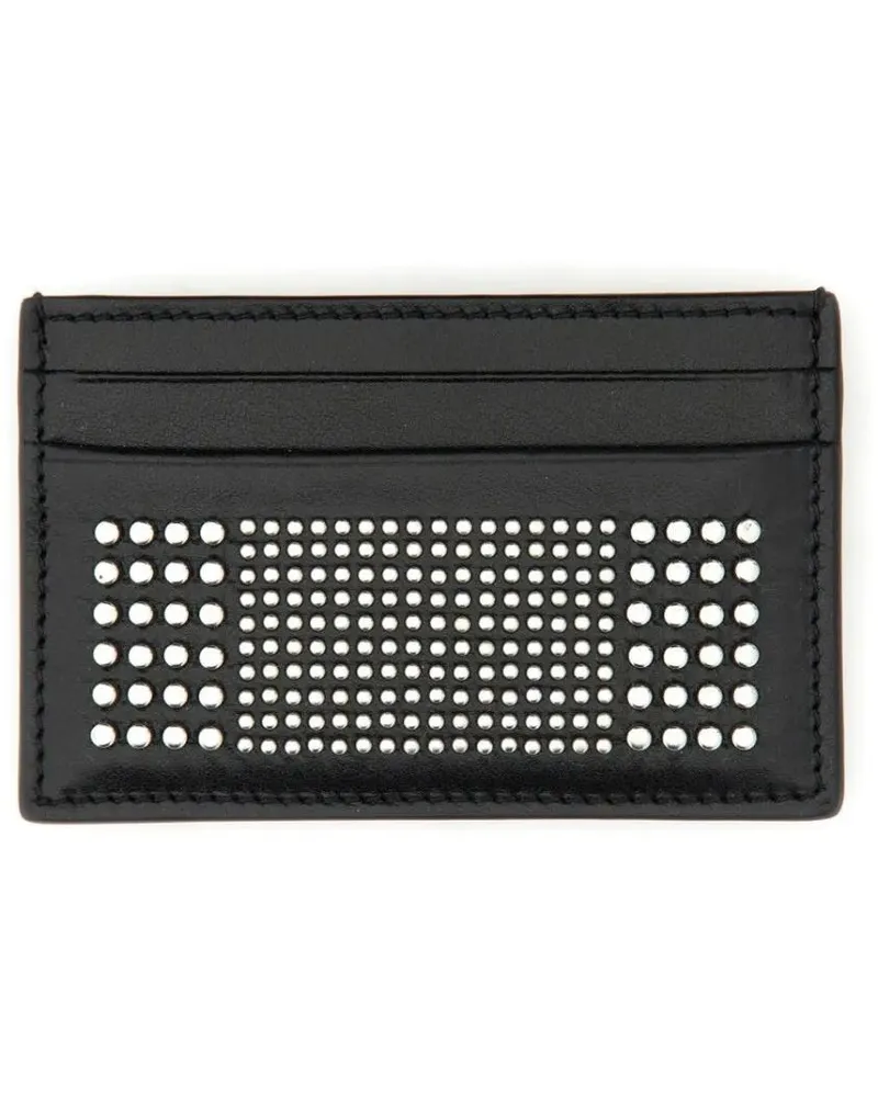 Alexander McQueen Portemonnaies Leather Card Holder schwarz Schwarz