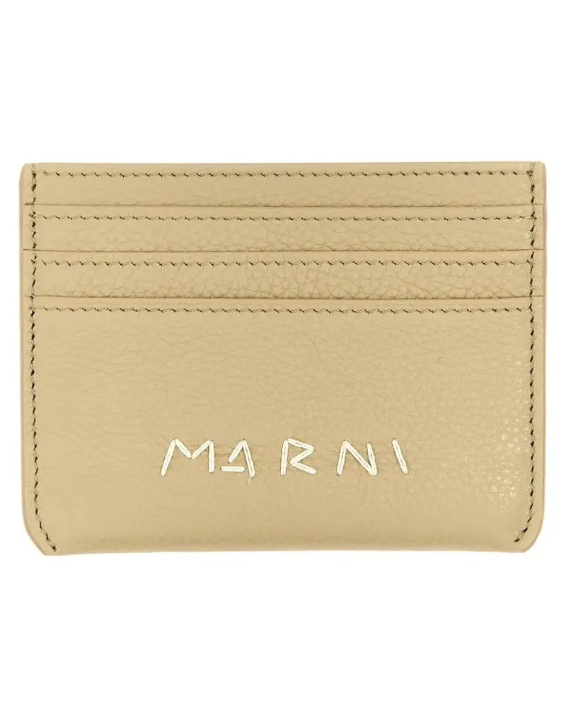 Marni Portemonnaies Logo Card Holder beige Beige
