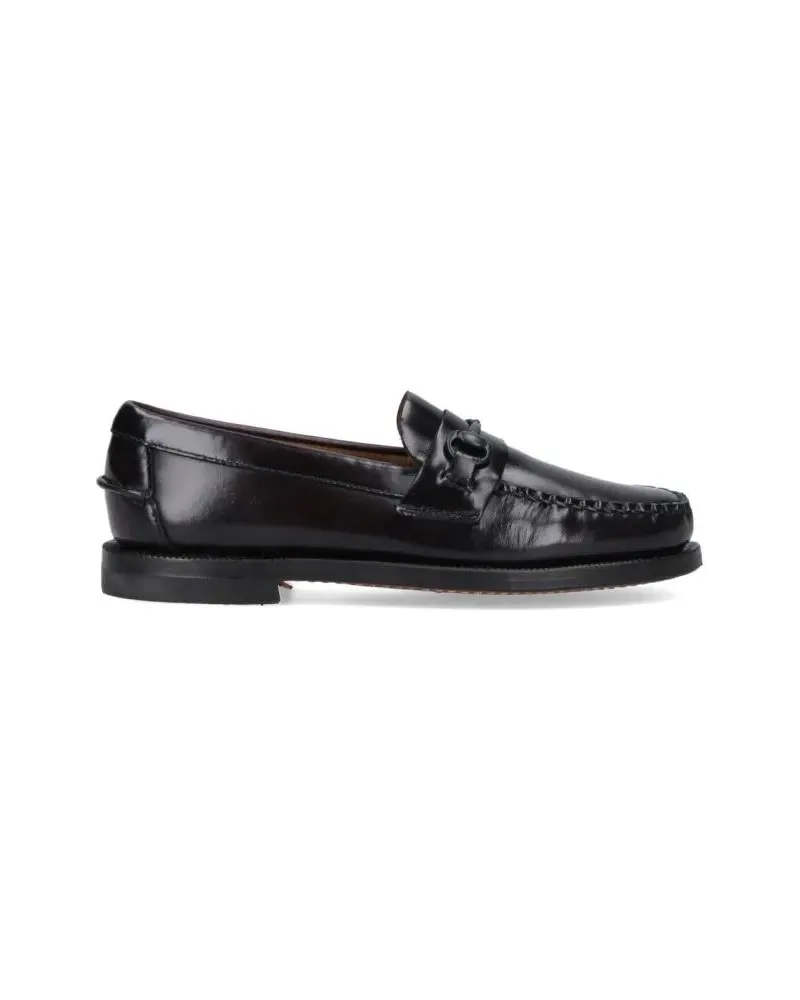 Sebago Polished Leather Moccasin Flats With Decorative St braun Braun