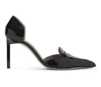 Hohe Schuhe Black Leather Pumps With Pointed Toe schwarz