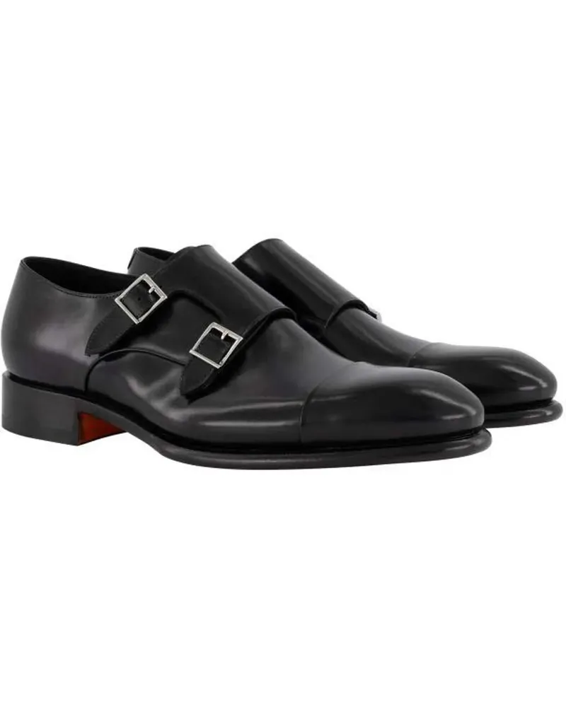 Santoni Double Buckle Goodyear schwarz Schwarz
