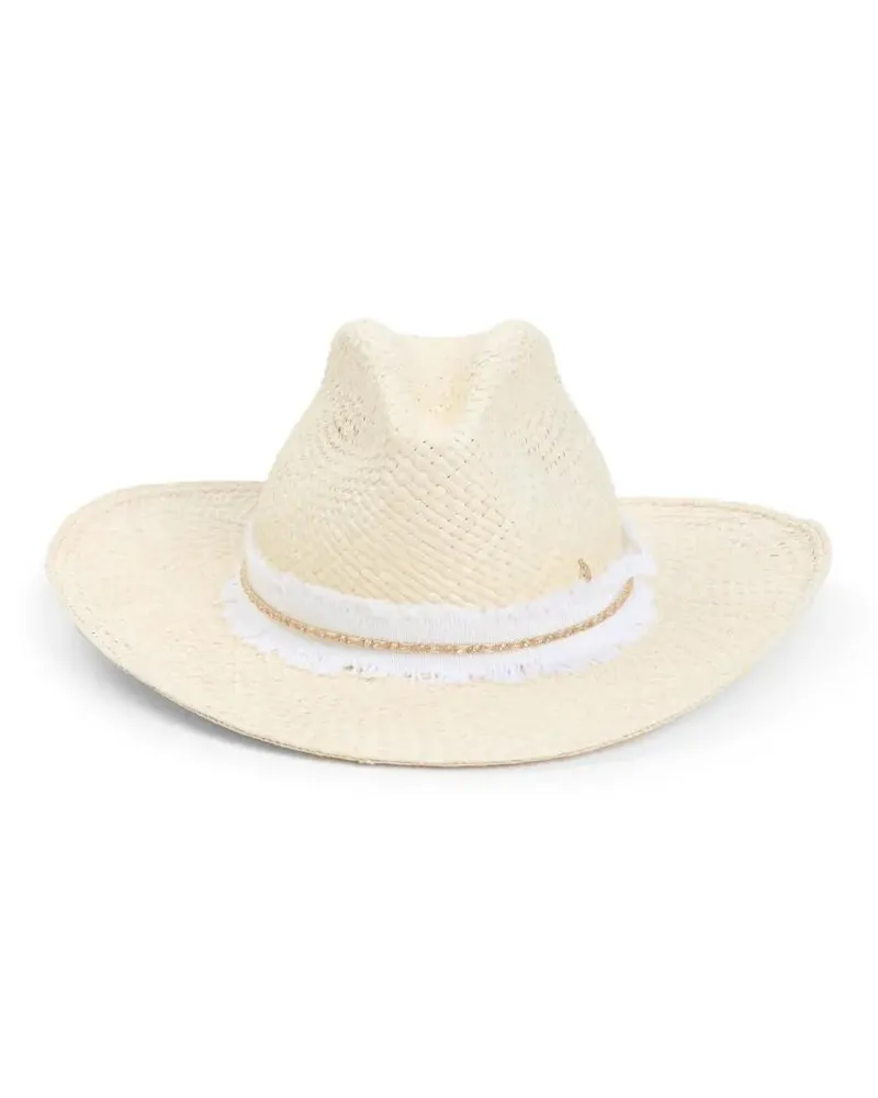 Maison Michel Caps & Mützen Nude Brimmed Hat With Delicate Fringe Detail beige Beige