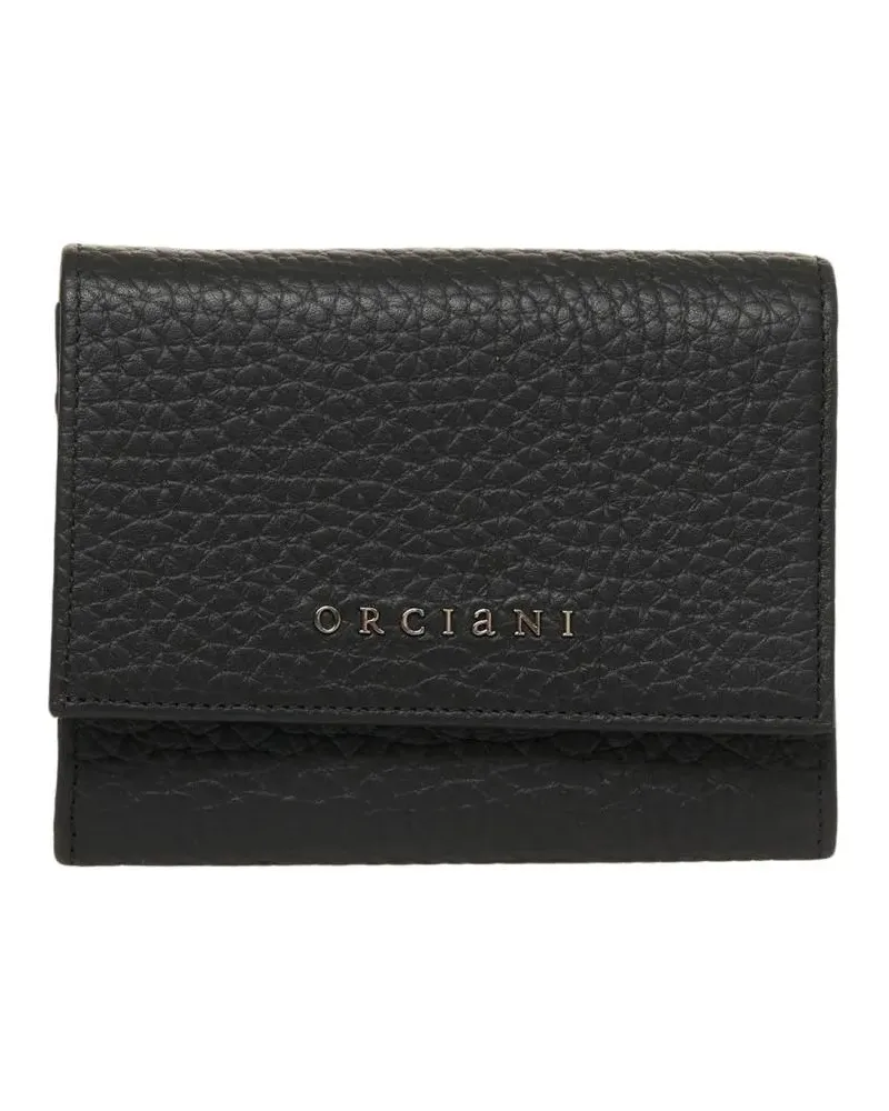 Orciani Portemonnaie Hammered Leather Wallet schwarz Schwarz